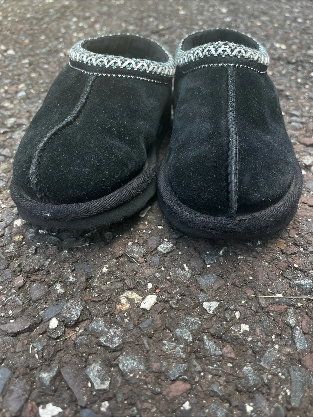 UGG Tasman II Toddler Size 9 Black Suede Slippers Wool Lined Kids Shoes